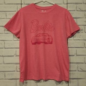 Barbie Women's Size M Short Sleeve T-Shirt Pink Velvet Car Logo